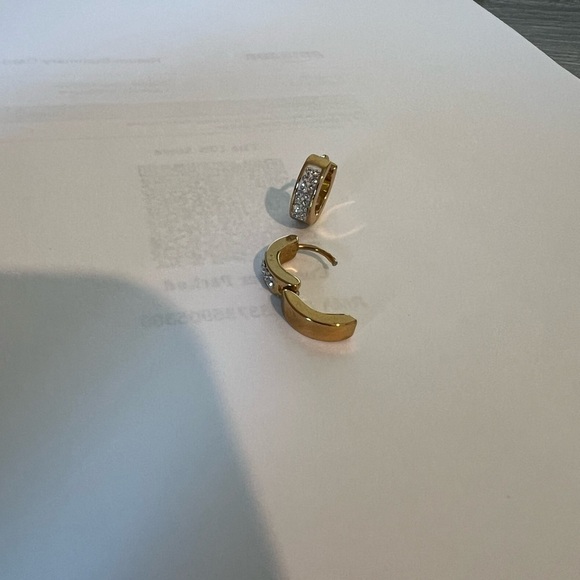 Worn Once Like New Gold Plated Earrings Huggie - Picture 4 of 4